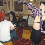 A strip game in a bar