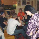 A strip game in a bar