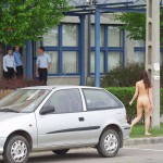 At the entrance of a corporate office