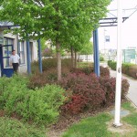 At the entrance of a corporate office