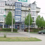 At the entrance of a corporate office