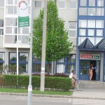 At the entrance of a corporate office