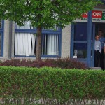 At the entrance of a corporate office