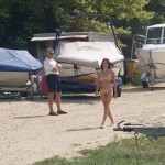 Strolling between the boats