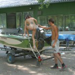 Strolling between the boats