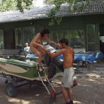 Strolling between the boats