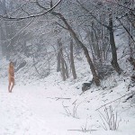 On a square in village and the forest nearby