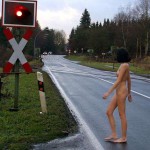 At a railway crossing