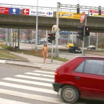 At a kiosk and walking the streets