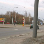 At a kiosk and walking the streets