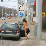 At a kiosk and walking the streets