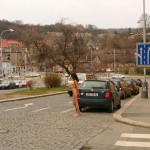 At a kiosk and walking the streets