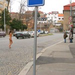 At a kiosk and walking the streets