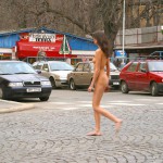 At a kiosk and walking the streets