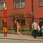 At a kiosk and walking the streets