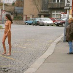 At a kiosk and walking the streets