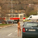 At a kiosk and walking the streets