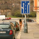 At a kiosk and walking the streets