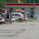 At a highway rest stop