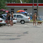 At a highway rest stop