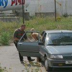 At a highway rest stop