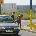 At a highway rest stop