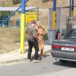 At a highway rest stop