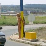 At a highway rest stop