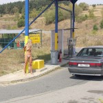 At a highway rest stop