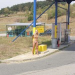 At a highway rest stop