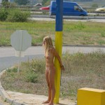 At a highway rest stop