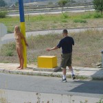 At a highway rest stop