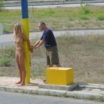 At a highway rest stop