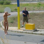 At a highway rest stop