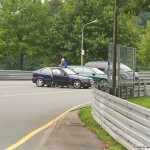 At a street race track