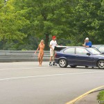 At a street race track