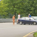 At a street race track