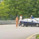 At a street race track