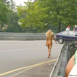 At a street race track