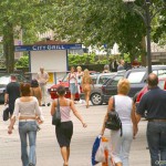 At a street race track