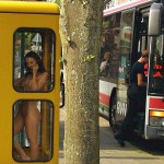 On a parking lot and on the street