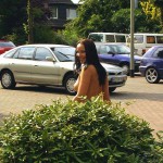 On a parking lot and on the street