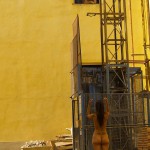 At a construction site