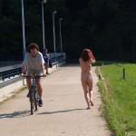 Inside a bar and in the park outside