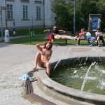 At several fountains in the city