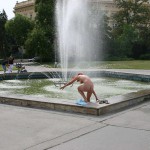 At several fountains in the city