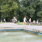 At several fountains in the city