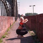 On a railway bidge and the riverside under it