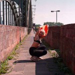 On a railway bidge and the riverside under it
