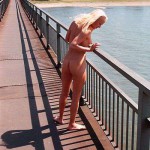 On a railway bidge and the riverside under it